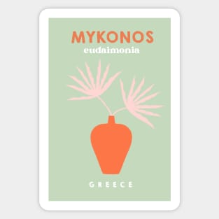 Retro Mykonos Island Plant Green Sticker